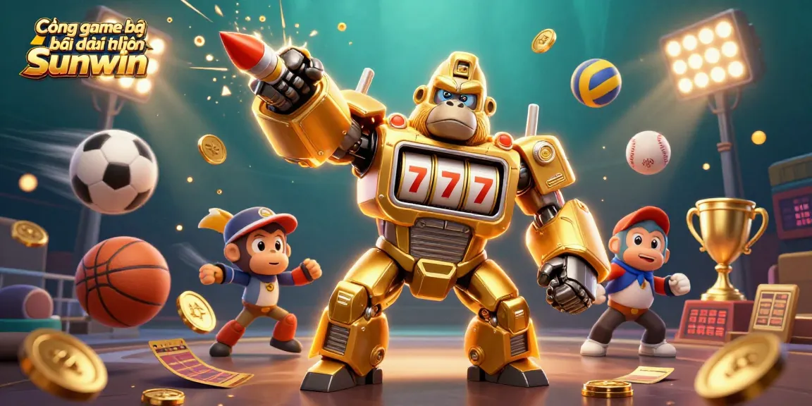 Cổng game bài đổi thưởng Sunwin showcases thrilling casino gameplay with dynamic characters and vibrant elements.