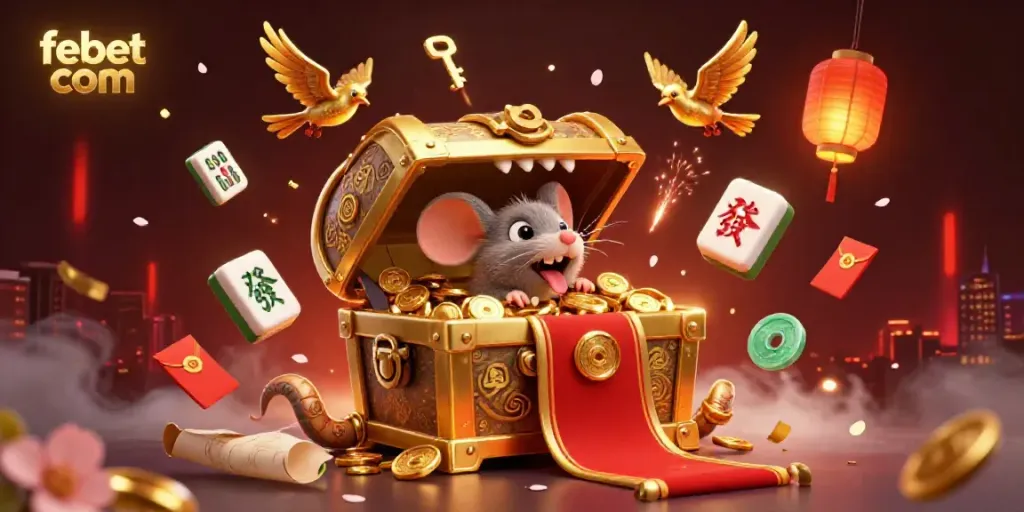 Engage with febet com - A vibrant 3D casino scene with treasure themes, inviting adventurous gameplay.